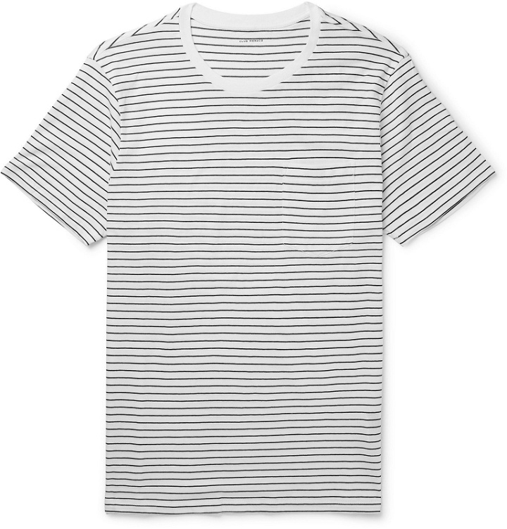 Photo: Club Monaco - Williams Striped Cotton-Jersey T-Shirt - White