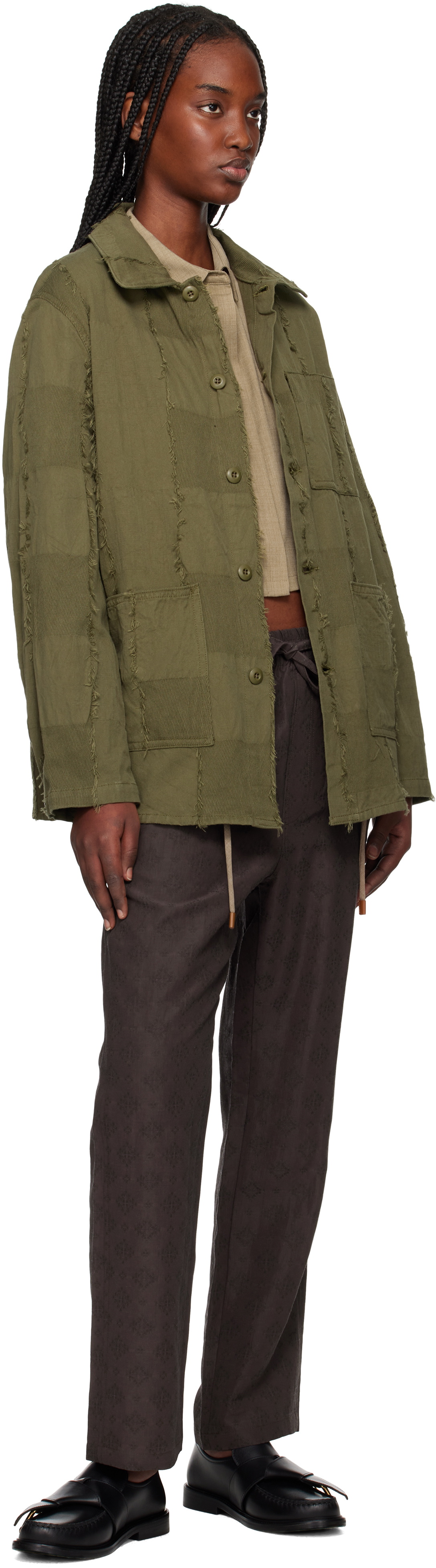 NEEDLES Khaki Coverall Ripstop Cut Jacquard Jacket Needles