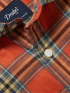 Drake's - Checked Cotton-Blend Twill Shirt - Red