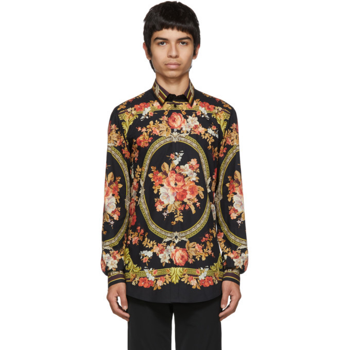 Dolce and Gabbana Black Flower Print Shirt Dolce & Gabbana