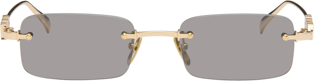 Gucci Gold Rectangular Frame Sunglasses