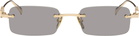 Gucci Gold Rectangular Frame Sunglasses
