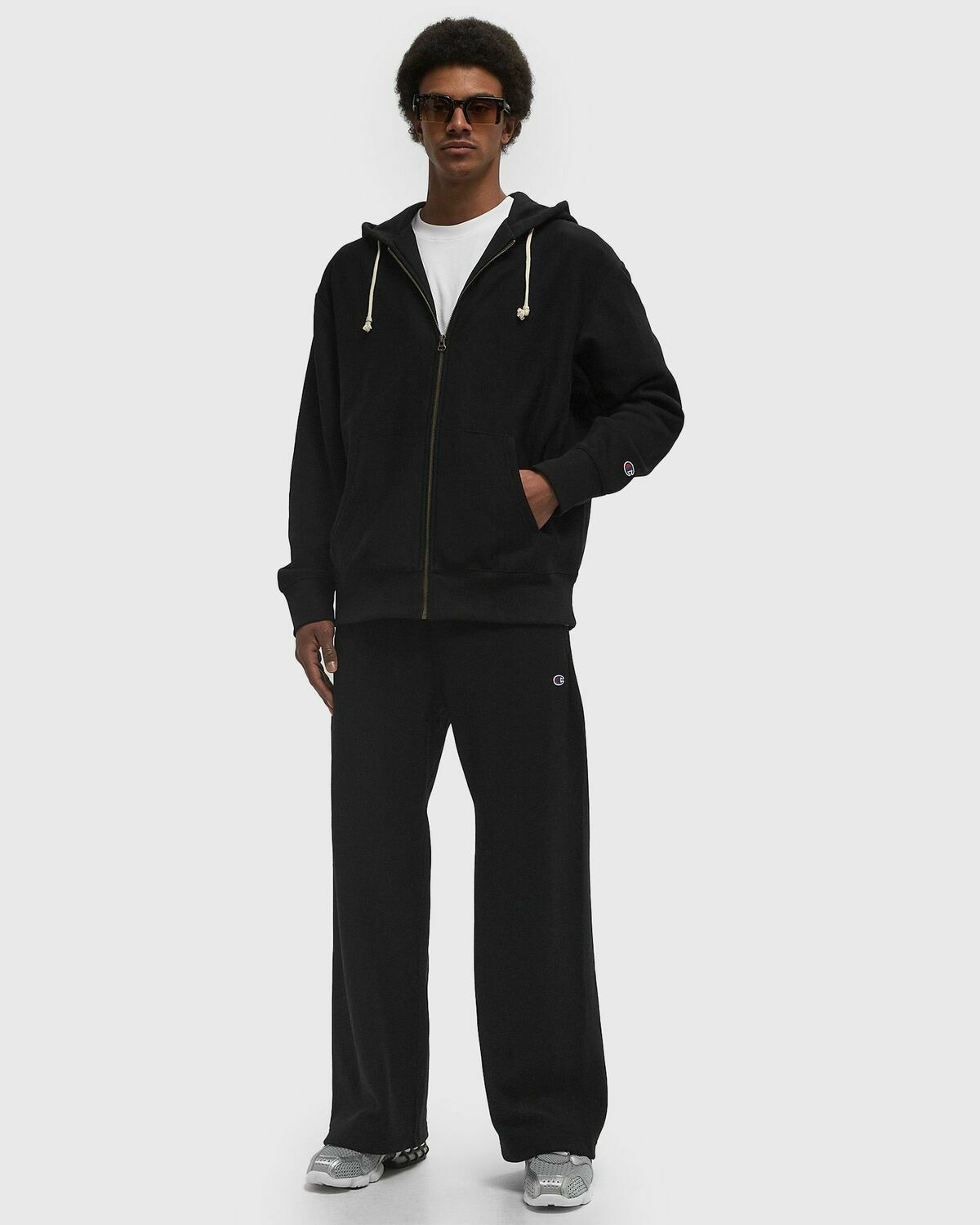 CHAMPION Full Zip Hoodie Sweatshirt Black Mens Hoodies/Zipper