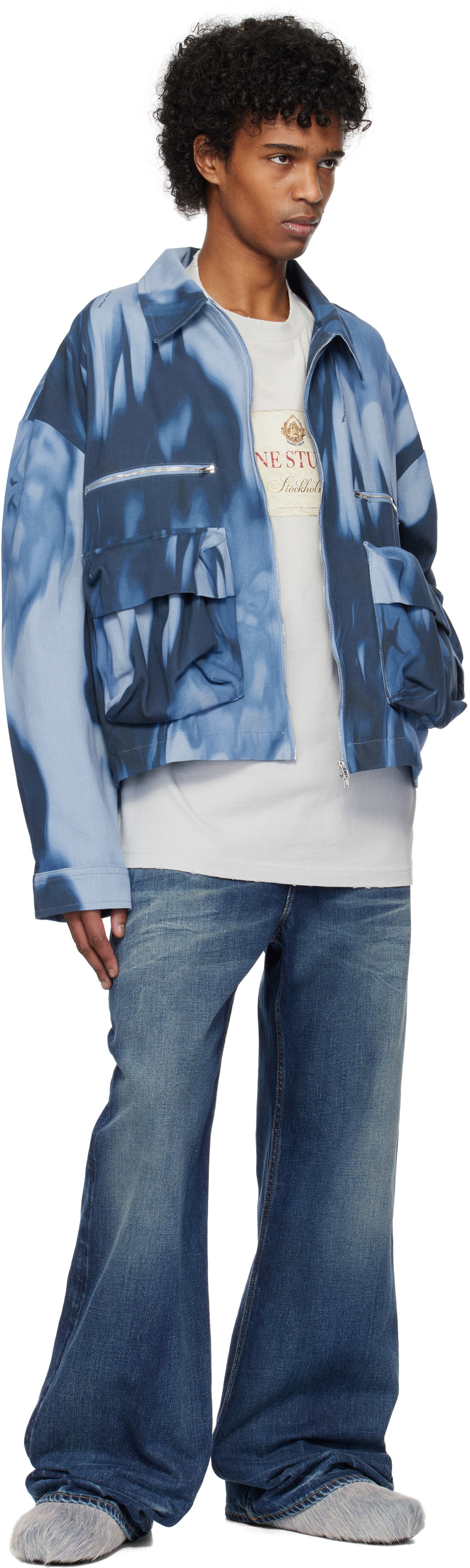 Collina Strada Blue Barbed Floral Nash Denim Jacket