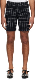 Anna Sui Navy Windowpane Tweed Shorts