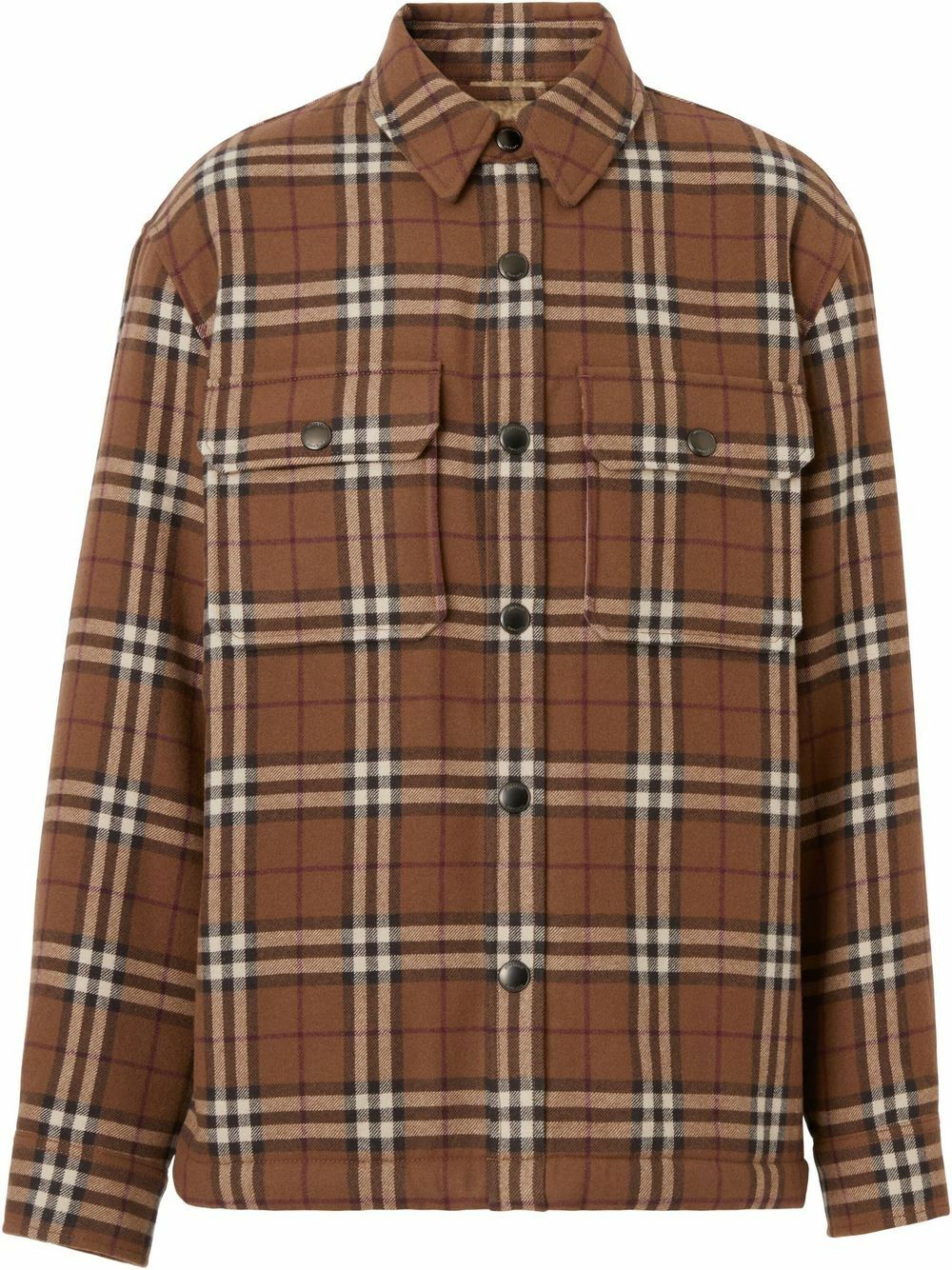 BURBERRY - Check Motif Wool Shirt Jacket Burberry