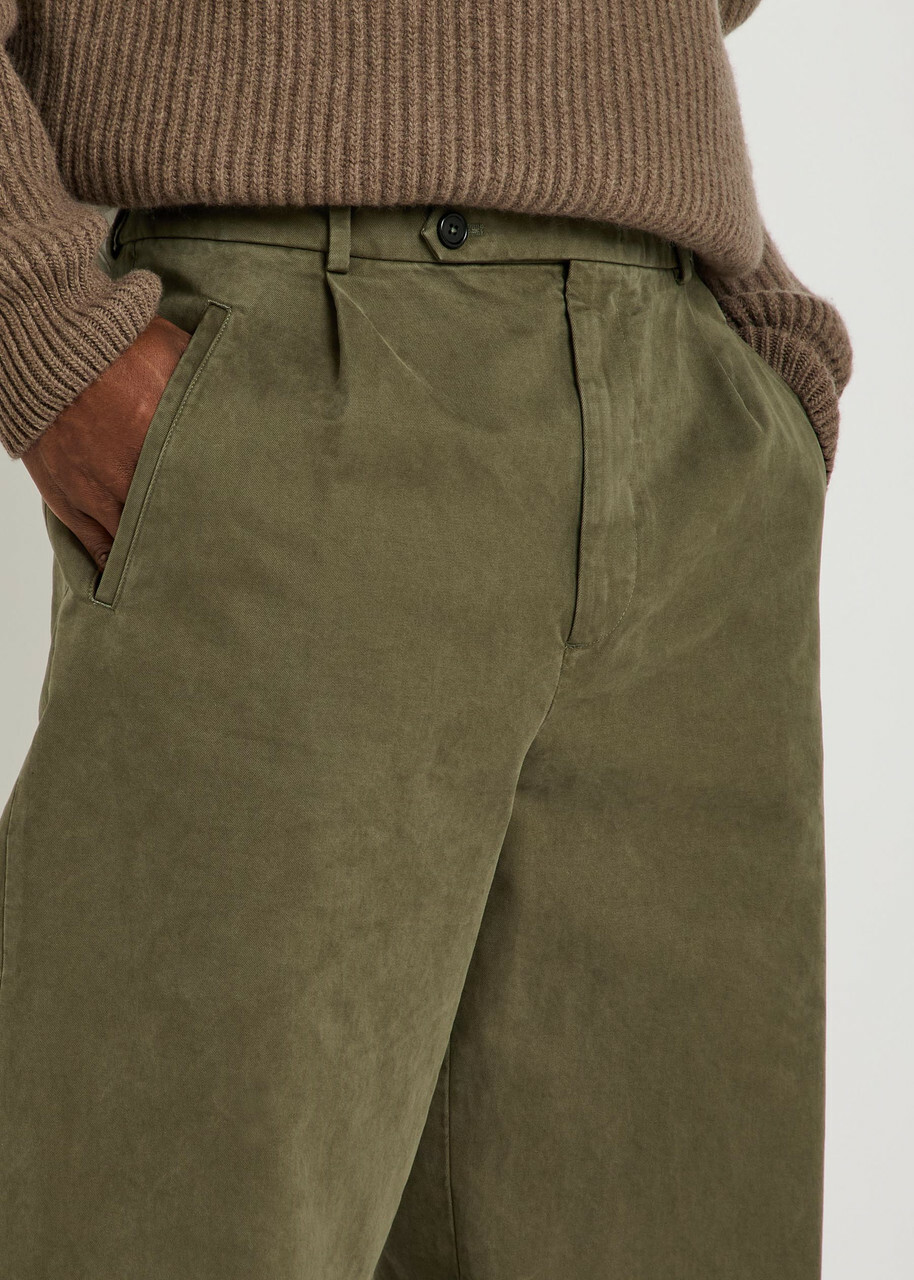 Jil Sander Tapered Cotton-twill Trousers Olive