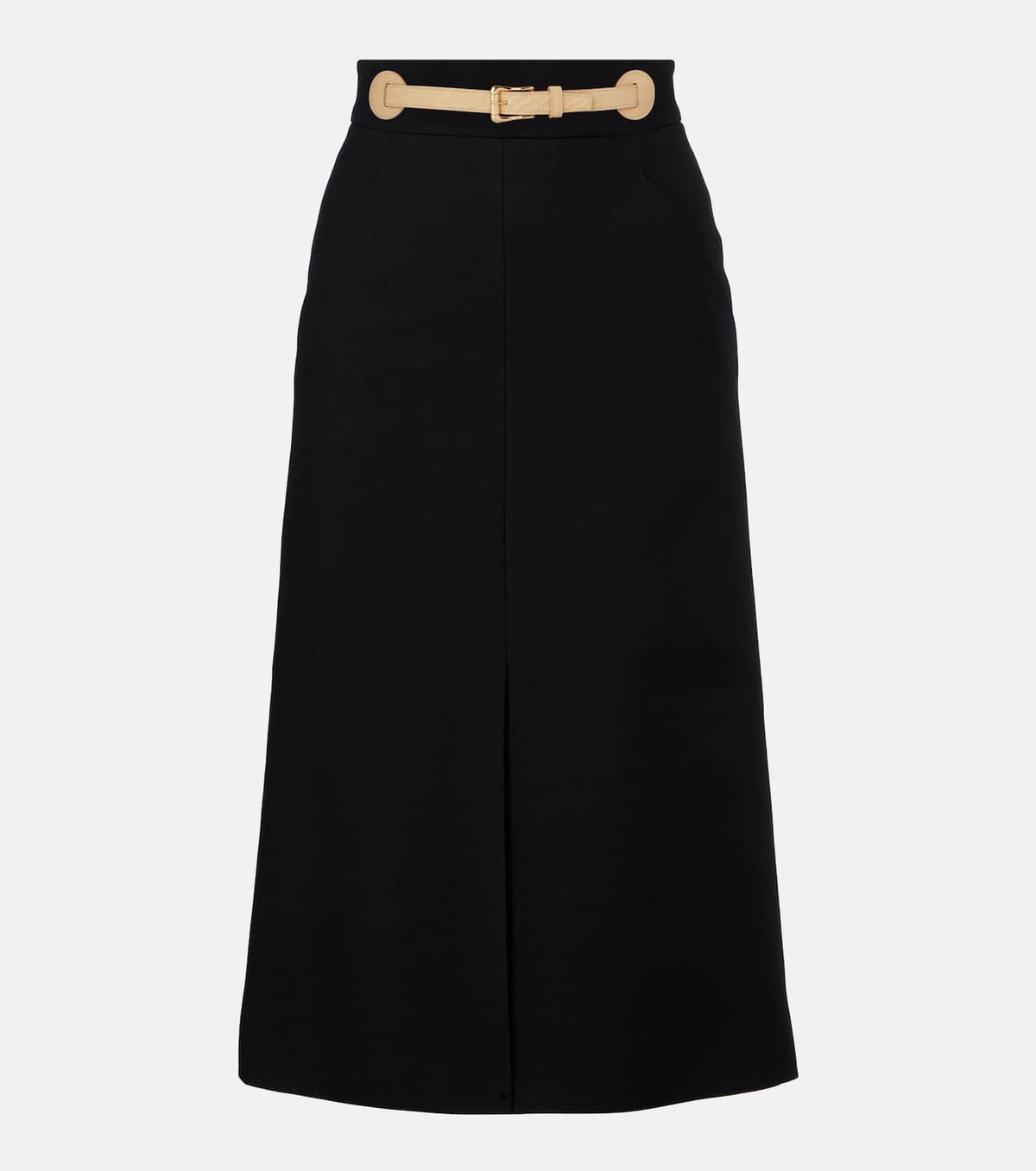 Valentino Belted wool and silk midi skirt