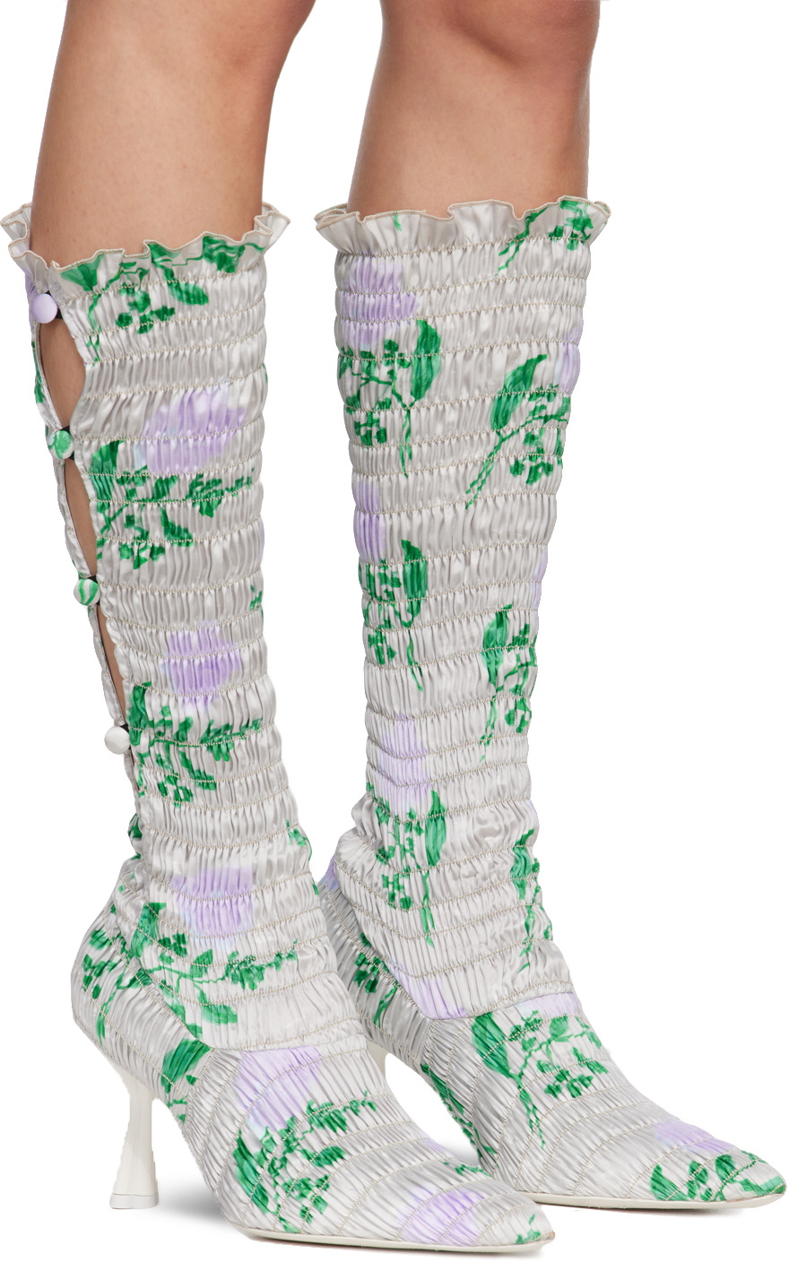 lottie boots in ivory leather
