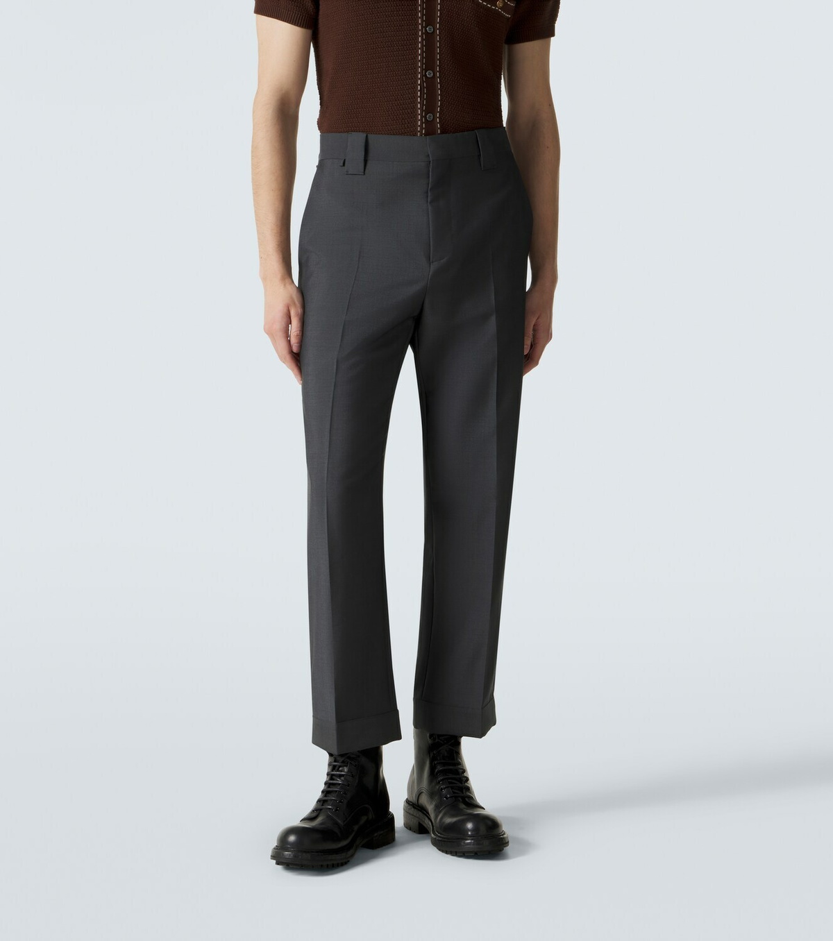 Versace Cropped wool and mohair straight pants