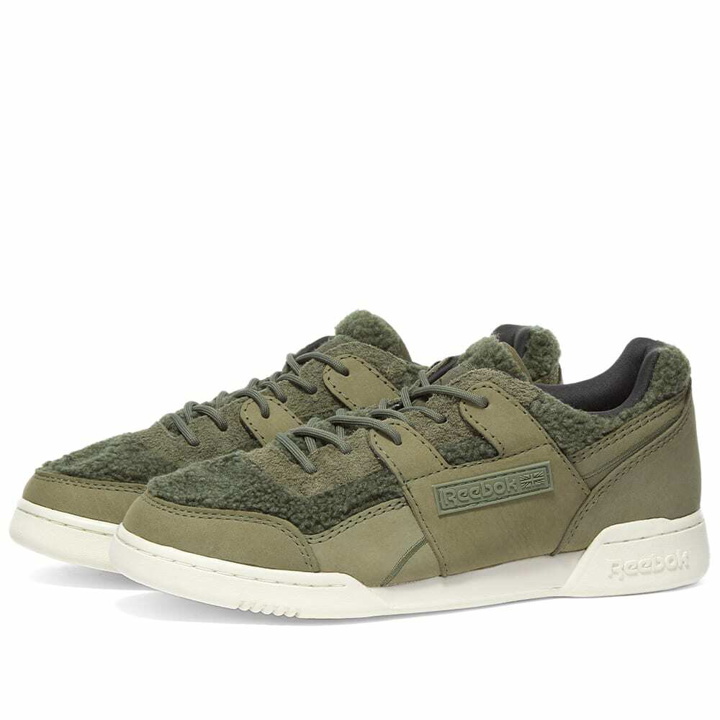 Photo: Reebok Men's Workout Plus Sneakers in Green/Grey/Cherry