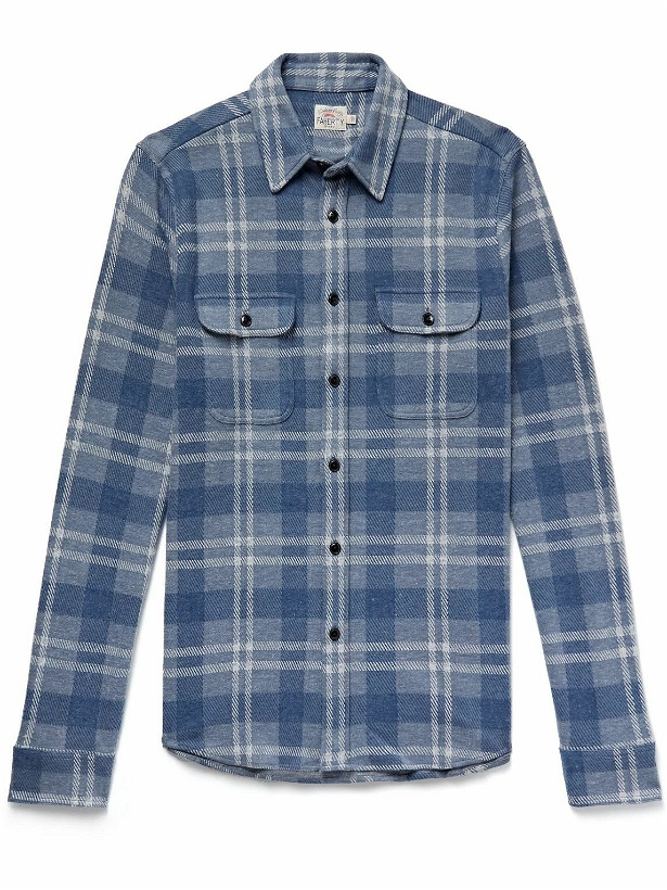 Photo: Faherty - Legend™ Checked Brushed Recycled-Flannel Shirt - Blue
