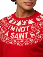 MC2 Saint Barth Red Sweater Heron With Fair Isle Jacquard And Im Not A Saint Jacquard