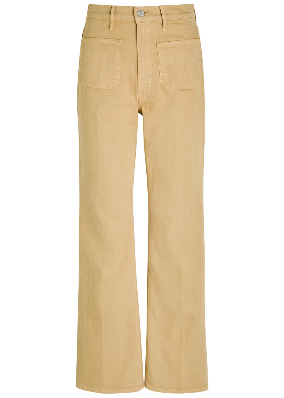 Mother Patch Pocket Brooke Wide-leg Stretch-denim Jeans Beige