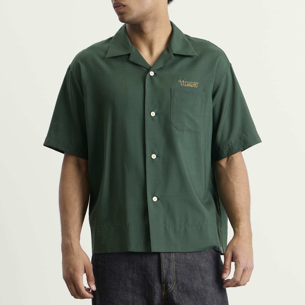 Visvim Men's Copa Silk Short Sleeve Shirt in Green