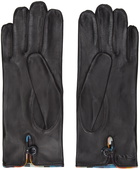 Paul Smith Brown Lambskin Striped Piping Gloves