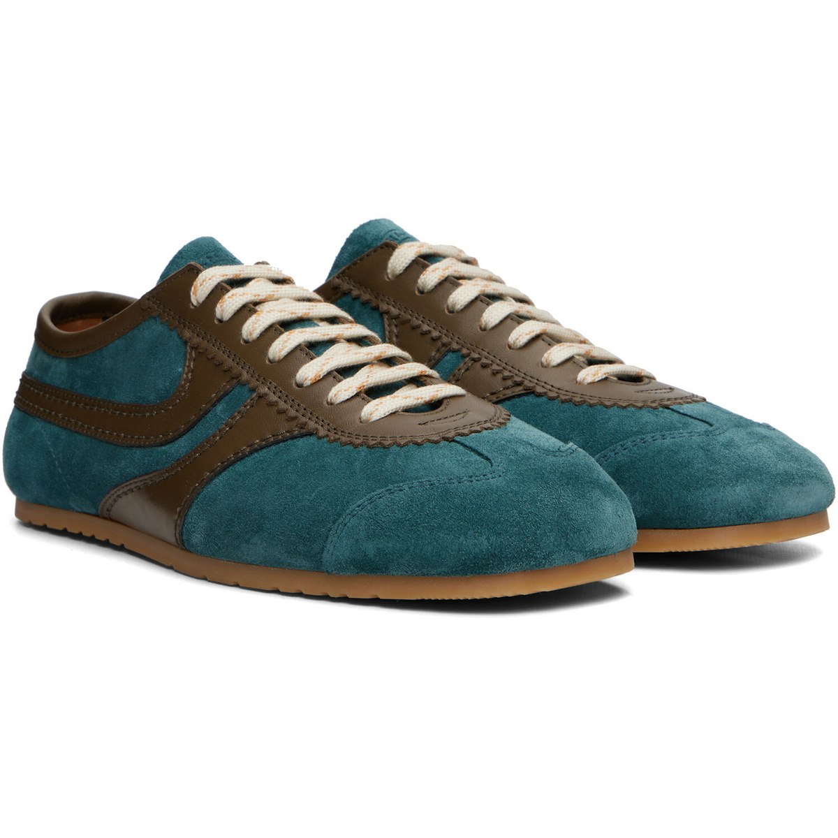 Dries Van Noten Blue & Brown Suede Sneakers