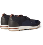 Loro Piana - 360 Flexy Walk Leather-Trimmed Knitted Wool Sneakers - Blue