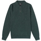 A.P.C. Jerry Long Sleeve Knitted Polo Shirt in Heathered Green