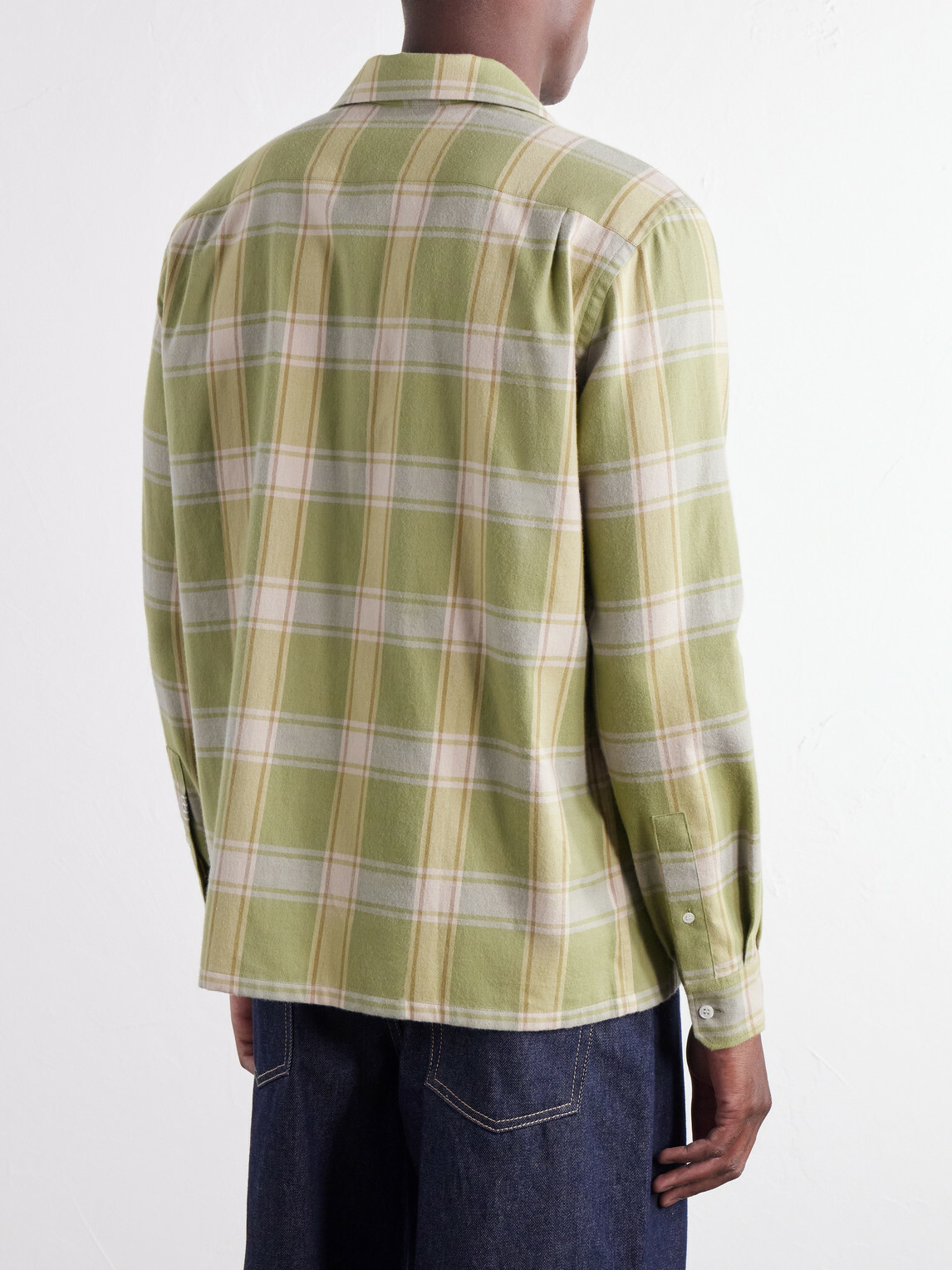 JW Anderson - Reversible-Collar Logo-Embroidered Checked Cotton-Twill Shirt - Green