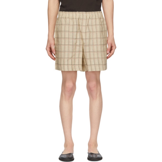 Photo: Bode Tan Schoolhouse Plaid Rugby Shorts