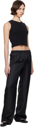 LESET Black Pointelle Sleeveless Crew Tank Top