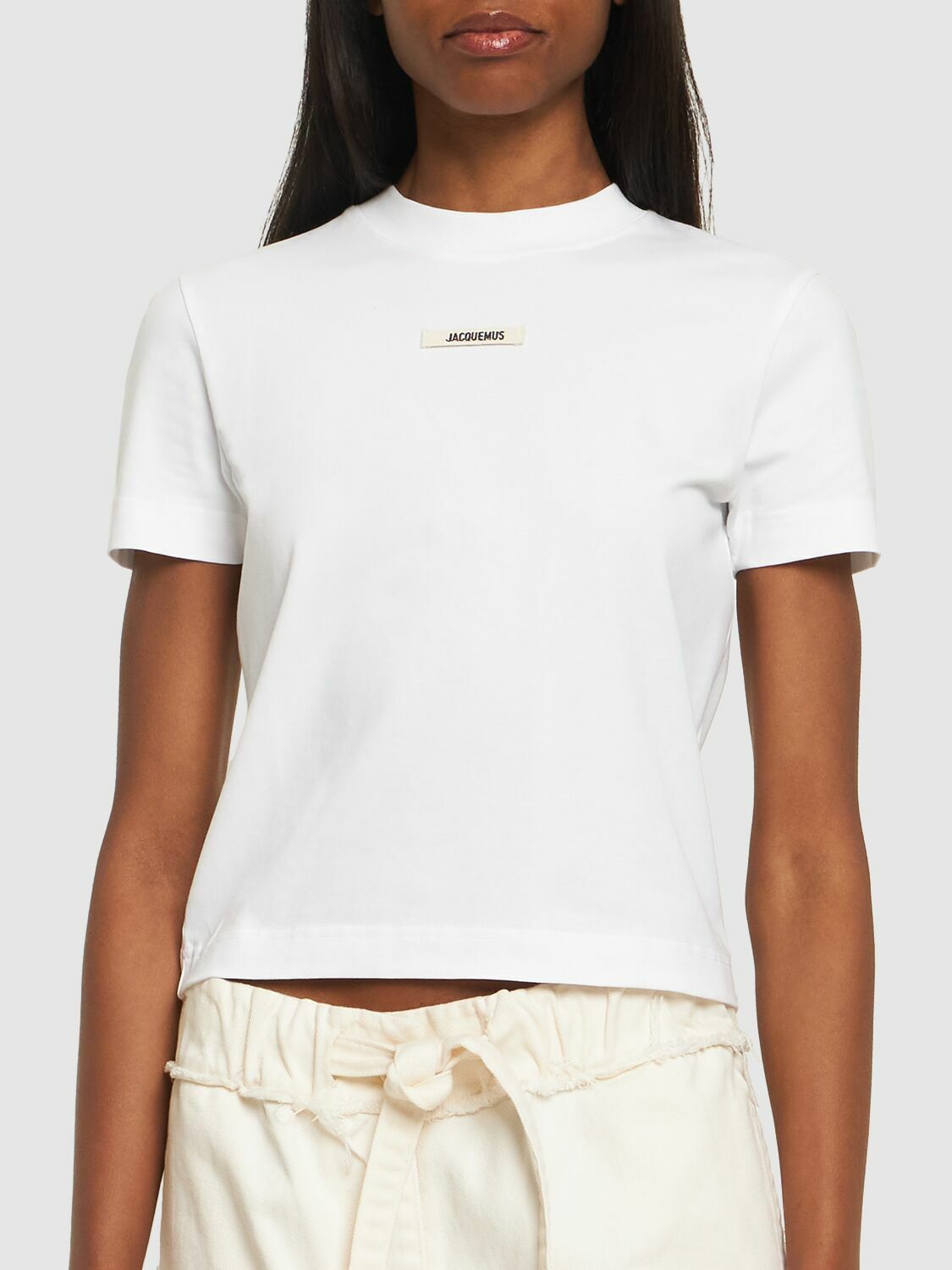 【関税込み】☆JACQUEMUS☆ Le Grosgrain コットン 半袖Tシャツ 24HTSM00133AJ00226150_1.jpg