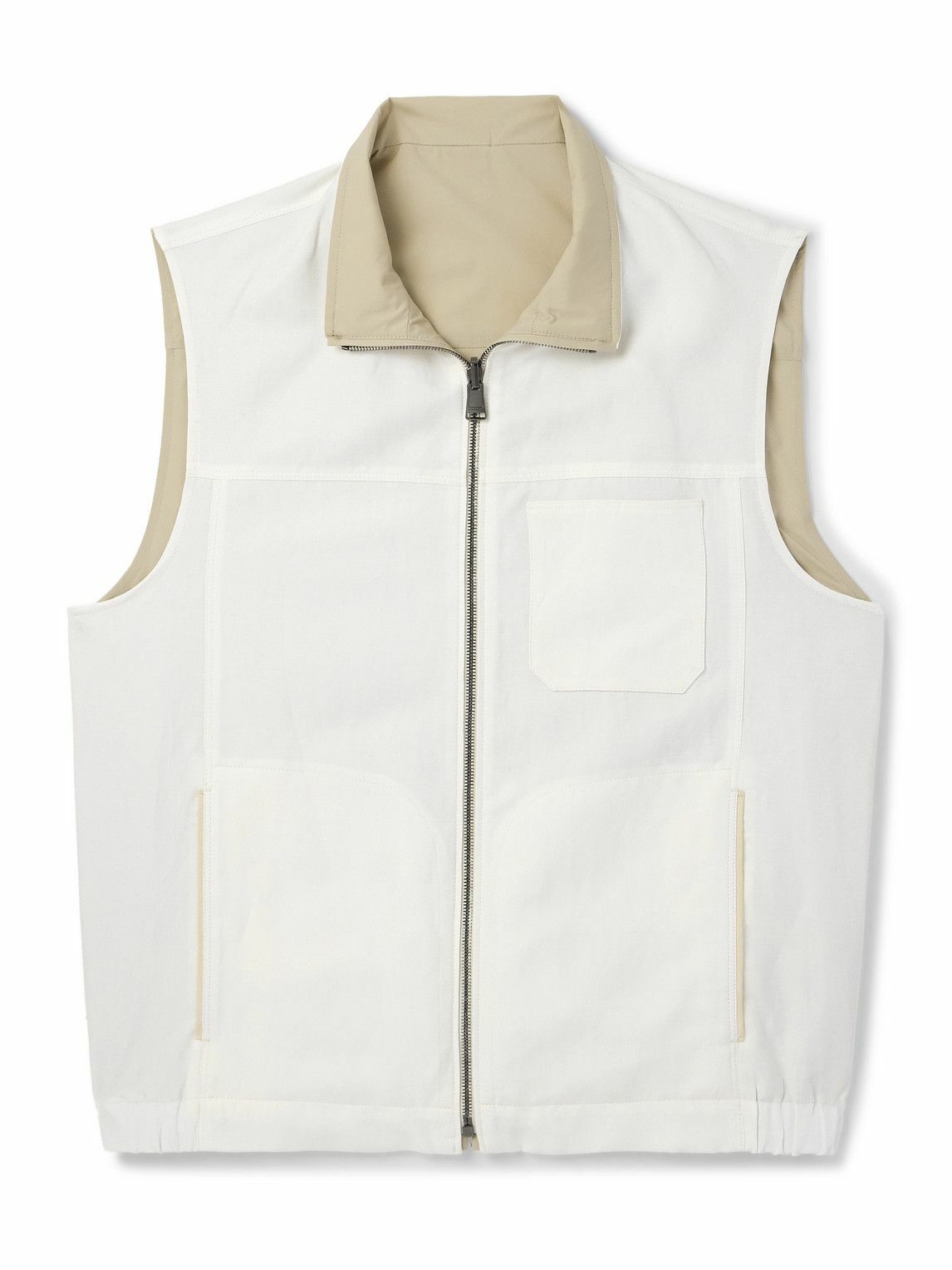 Canali - Reversible Linen and Silk-Blend Zip-Up Gilet - White