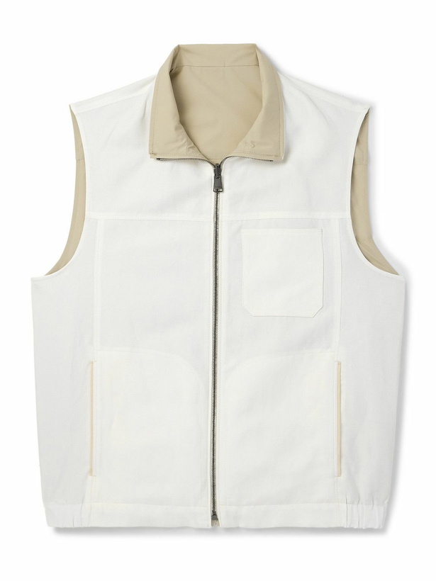 Photo: Canali - Reversible Linen and Silk-Blend Zip-Up Gilet - White