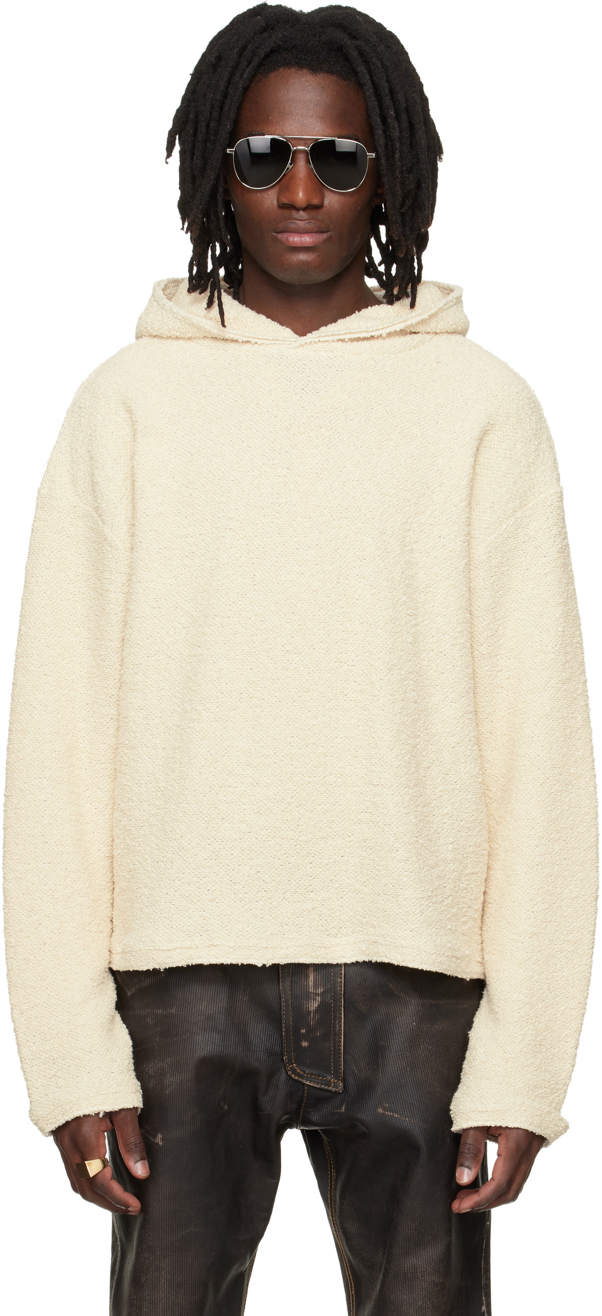 424 Beige Dropped Shoulder Hoodie