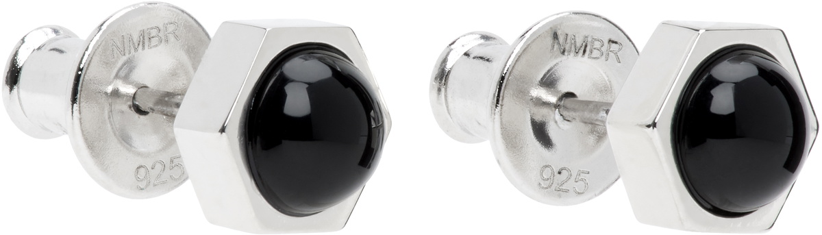 Numbering Silver & Black #7122 Earrings