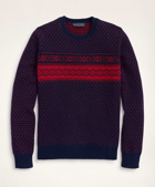 Brooks Brothers Men's Big & Tall Merino Wool Fair Isle Sweater | Navy/Red
