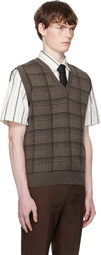 Ernest W. Baker Brown Check Jacquard Vest