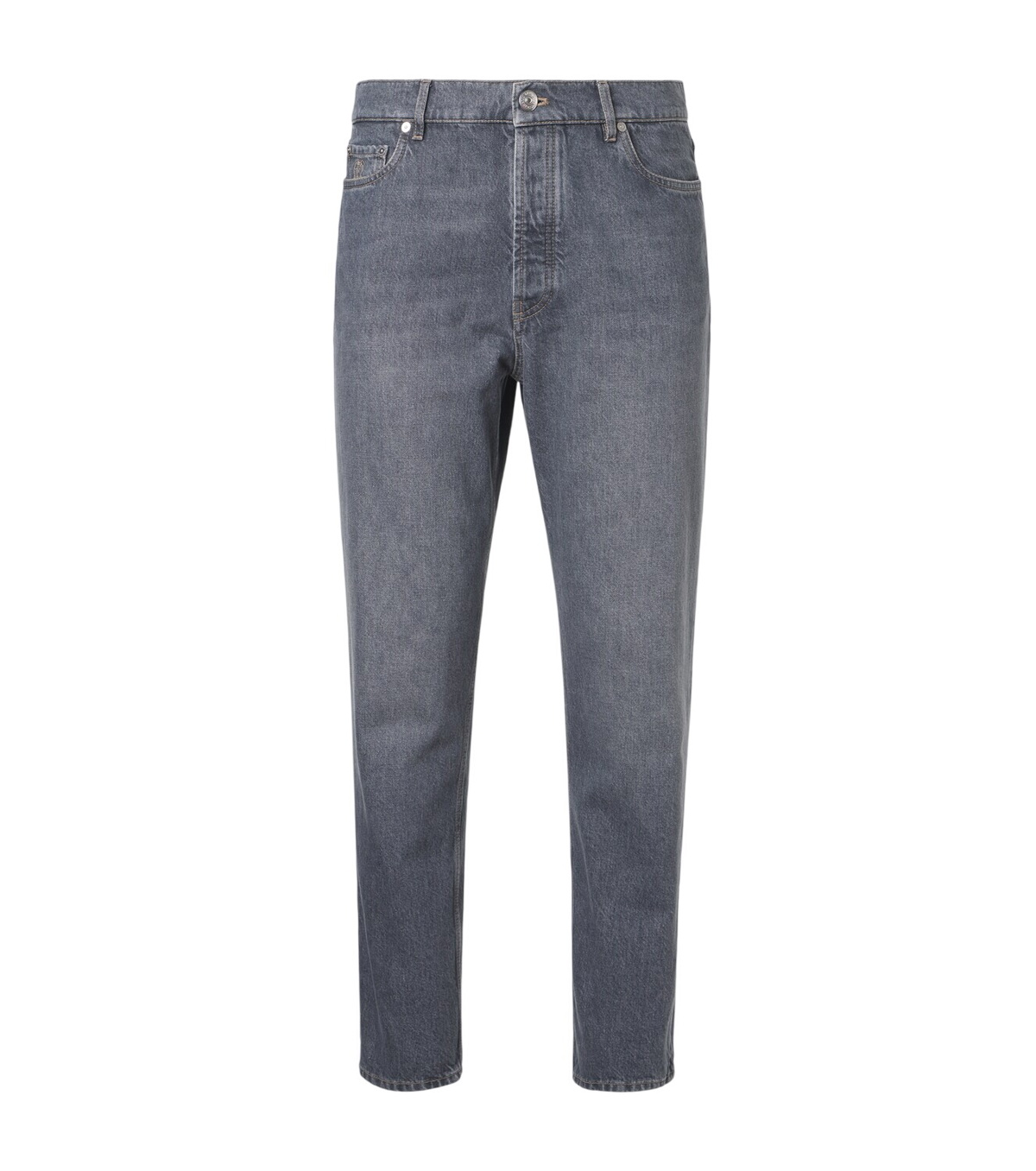 Brunello Cucinelli - Slim-Fit Straight-Leg Logo-Embroidered Jeans