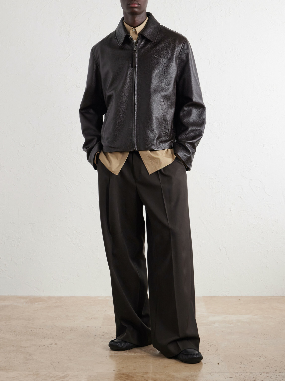 LOEWE - Full-Grained Leather Jacket - Brown