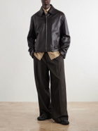 LOEWE - Full-Grained Leather Jacket - Brown