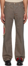 Edward Cuming Navy & Beige Jacquard Circle Window Jeans