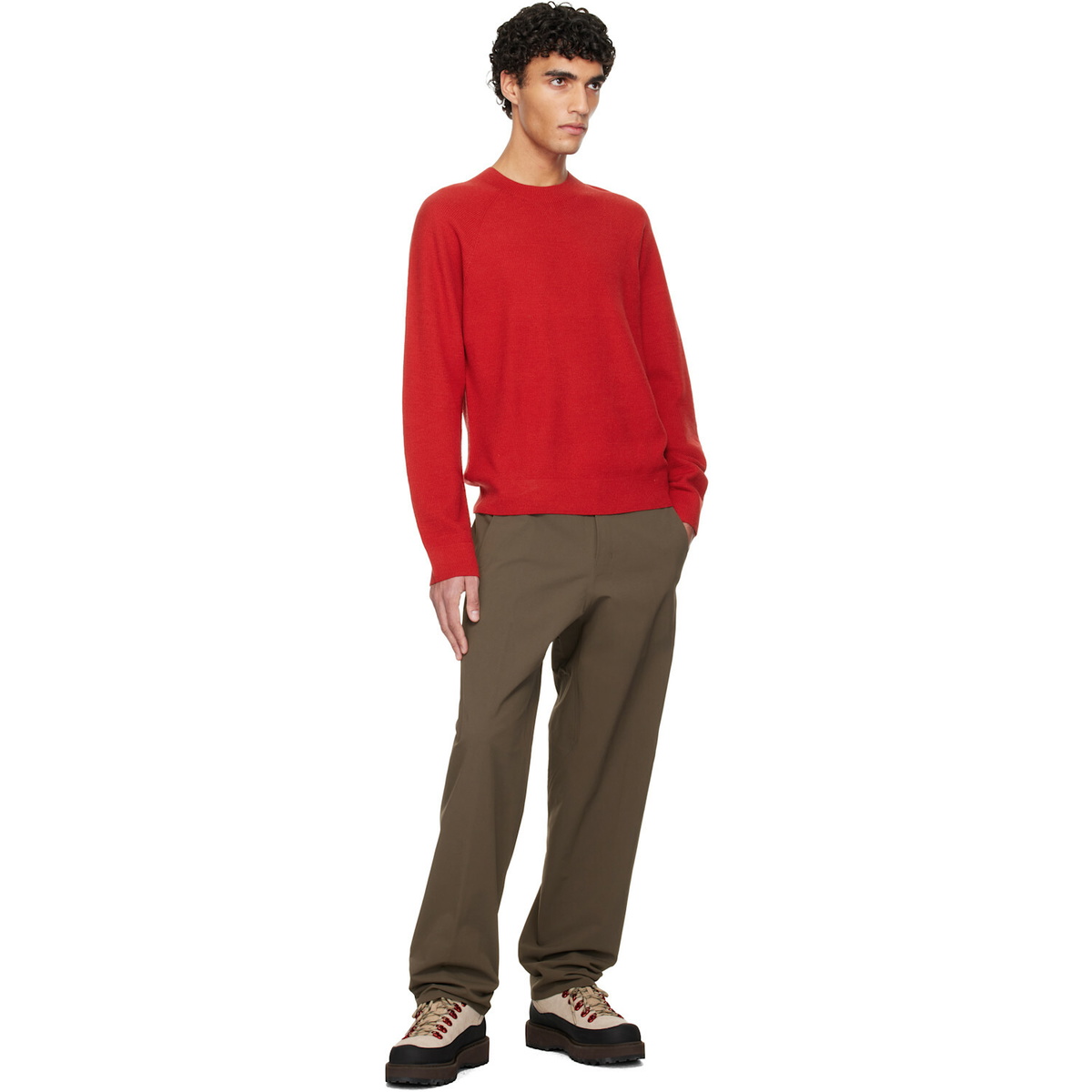 Veilance Red Conic Wool Midlayer Sweater