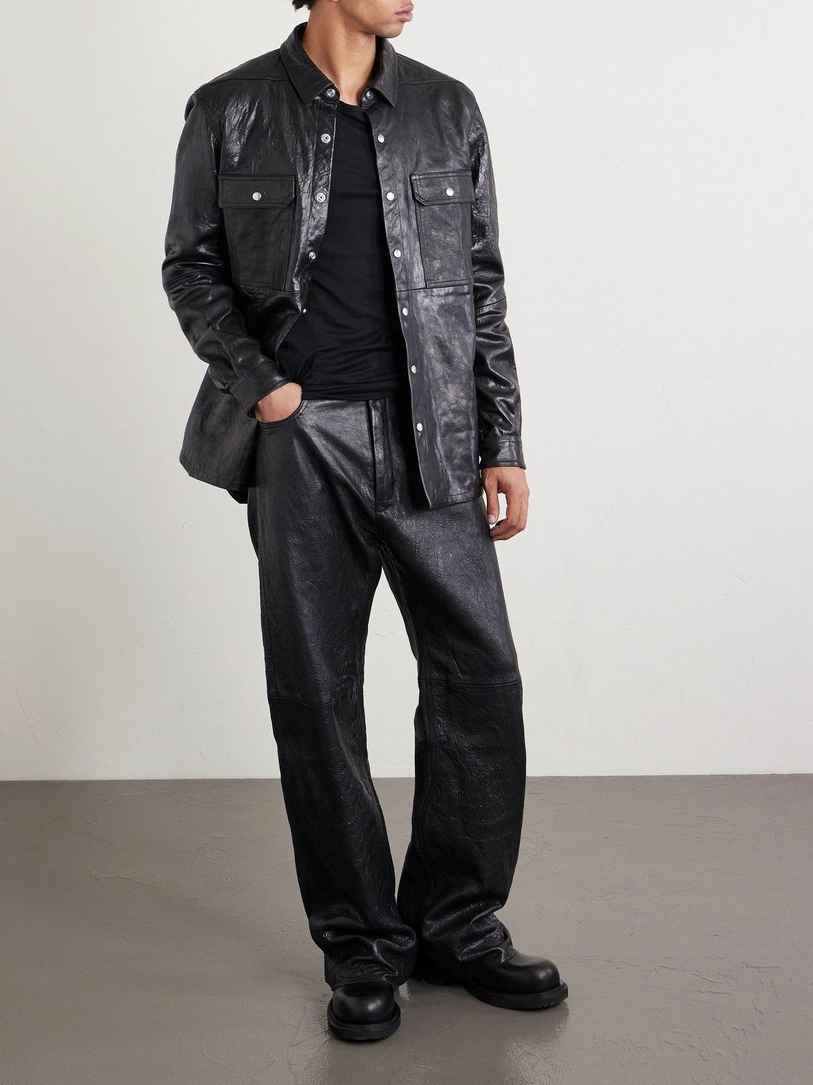 Rick Owens Black Mollino Biker Jacket Rick Owens