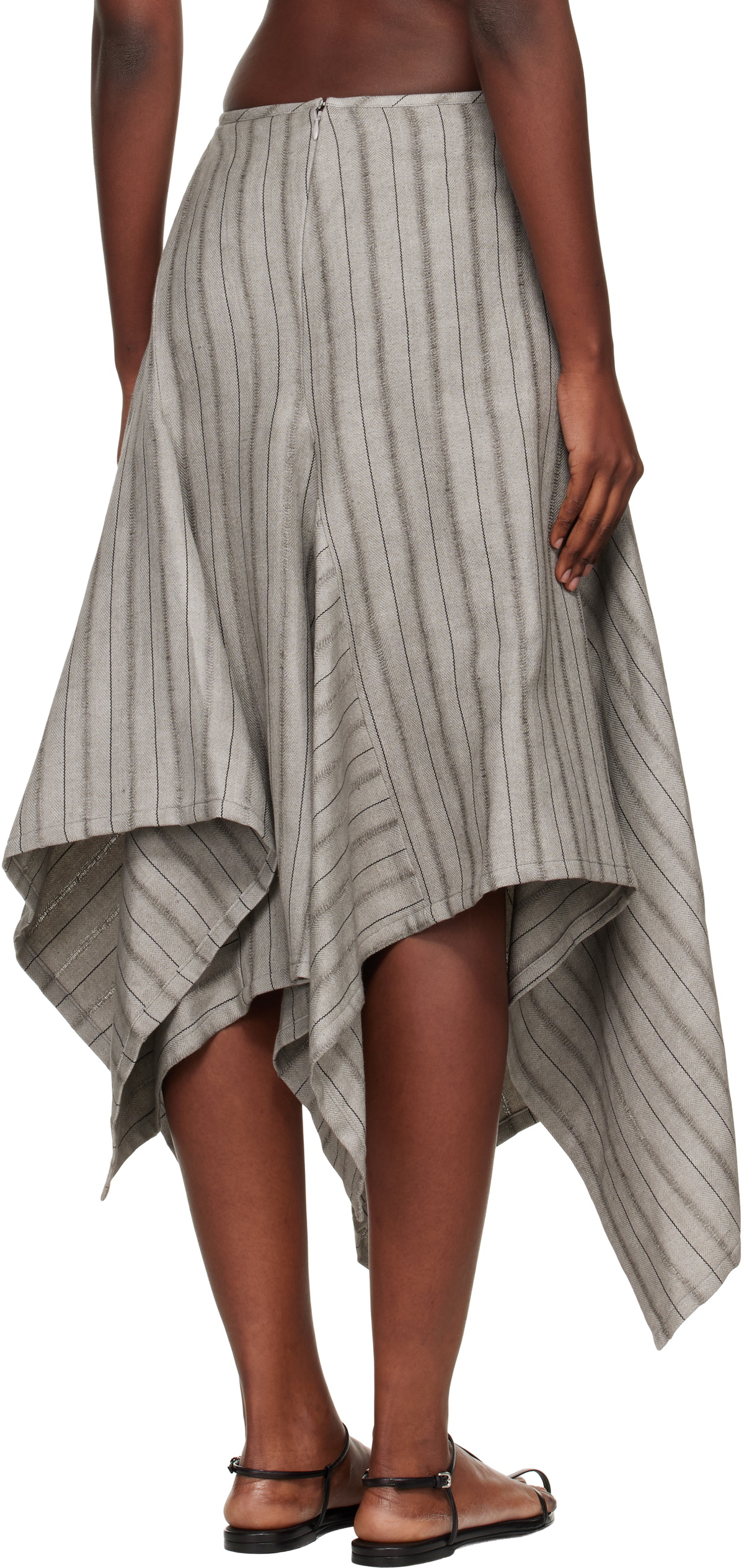 YOHJI YAMAMOTO Gray Asymmetric Midi Skirt