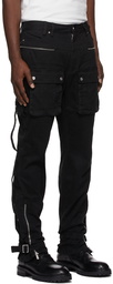 C2H4 Black Tulwar Cut Military Work Trousers