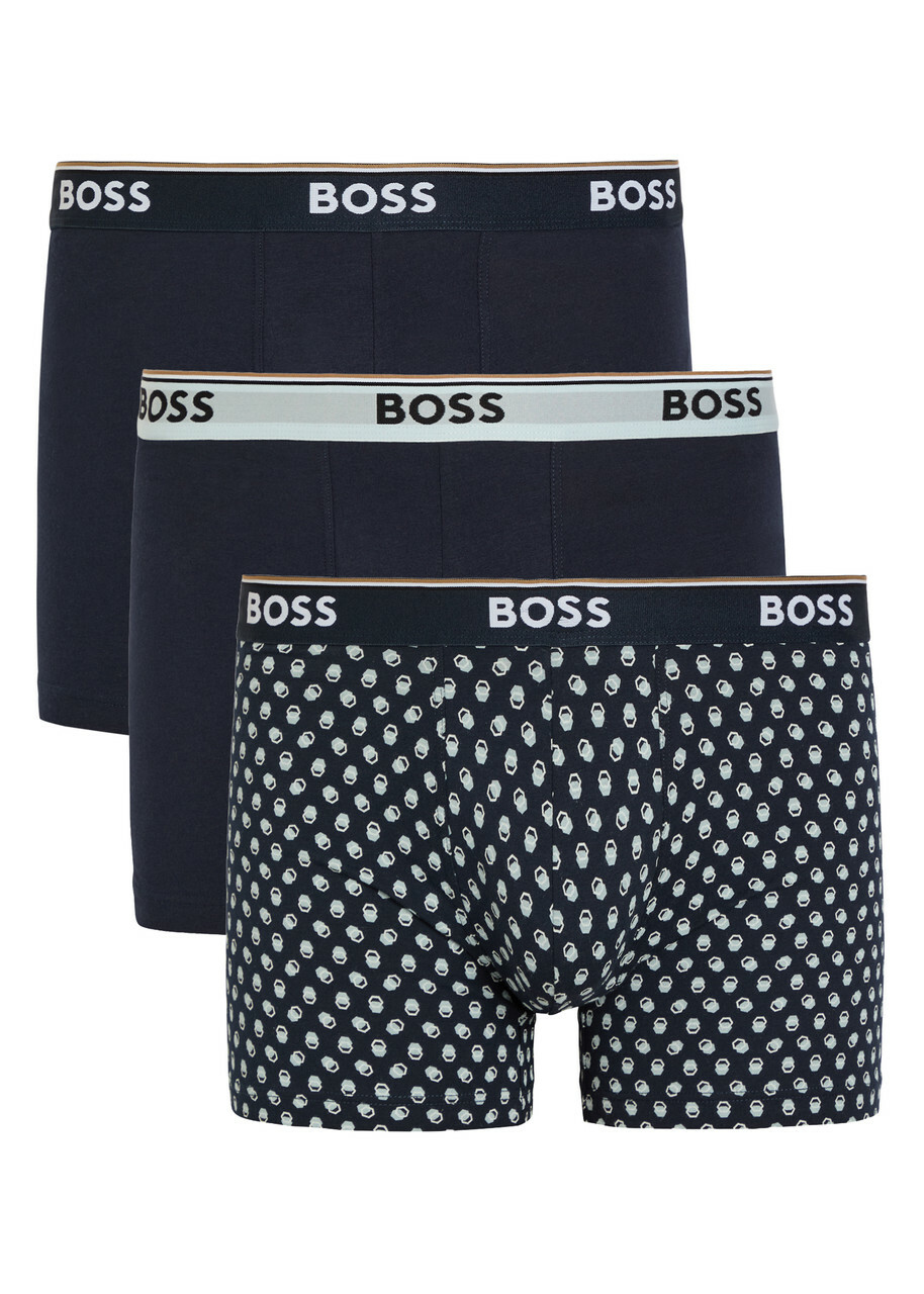 Boss Power Stretch-cotton Boxer Trunks set of Three Blue