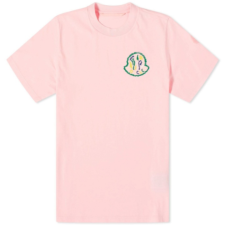 Photo: Moncler Men's Embroidered Logo T-Shirt in Pink