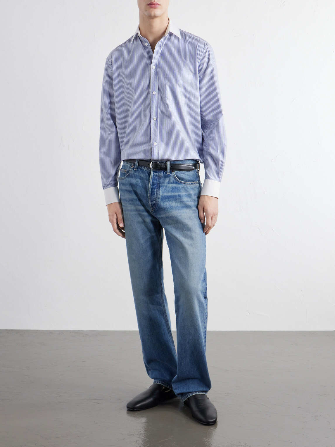 TOTEME - Striped Cotton-Poplin Shirt - Blue