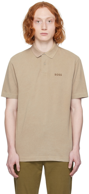 Photo: BOSS Beige Flocked Polo