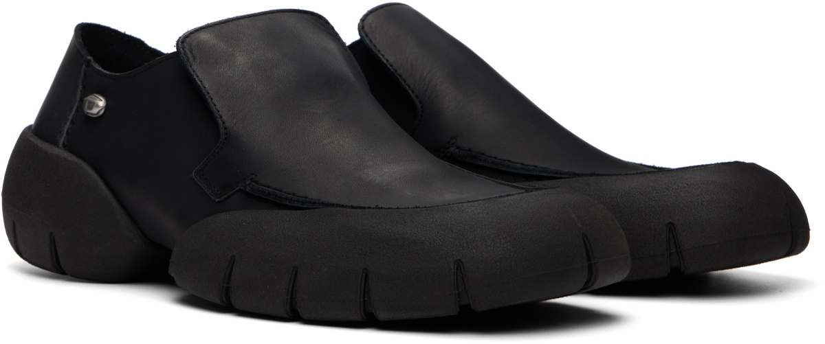 Diesel Black D-Mathieu-Brushed Leather Sneakers