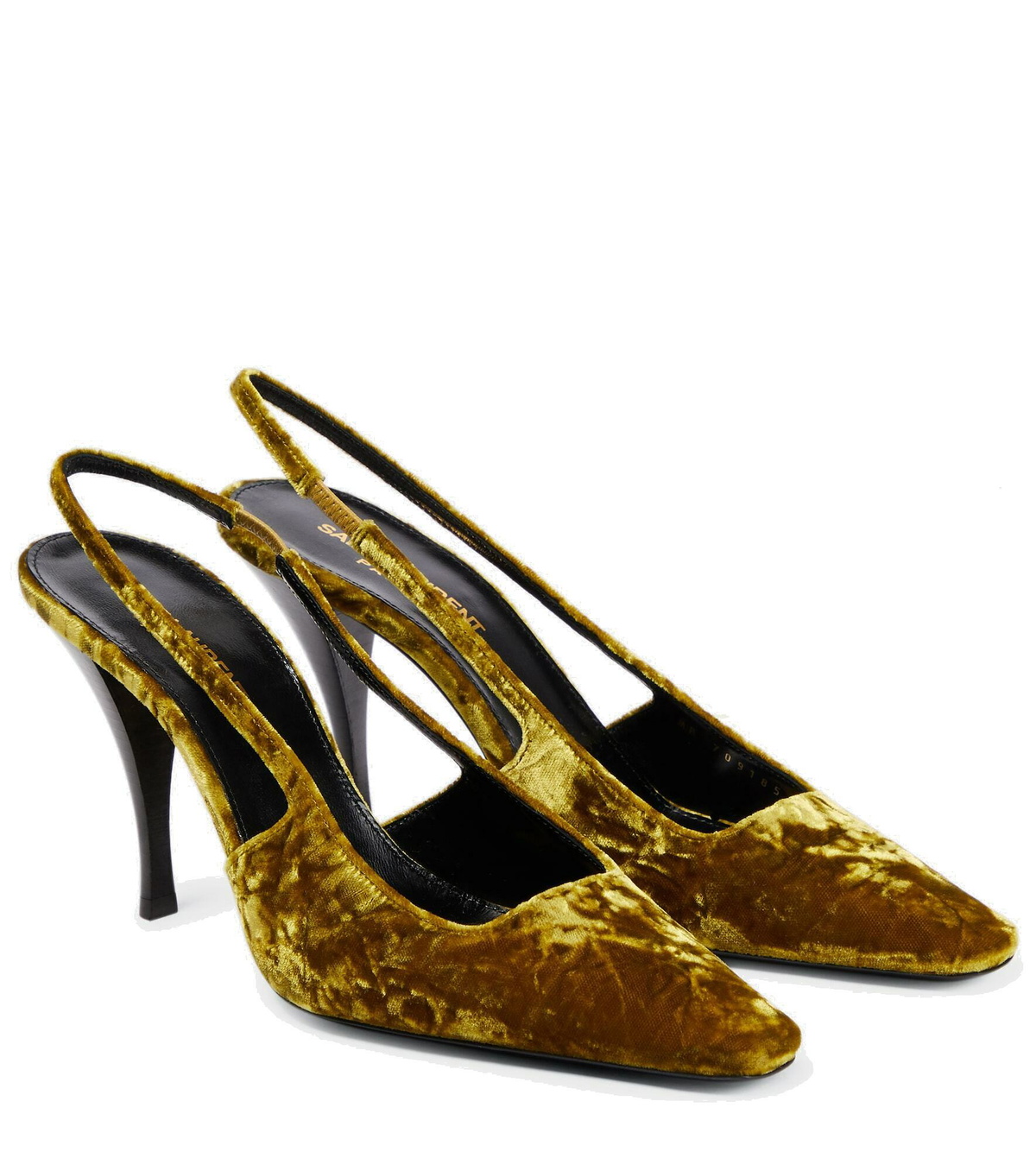 パンプス Blade 90 Velvet Slingback Pumps in Mustered P00698950.jpg