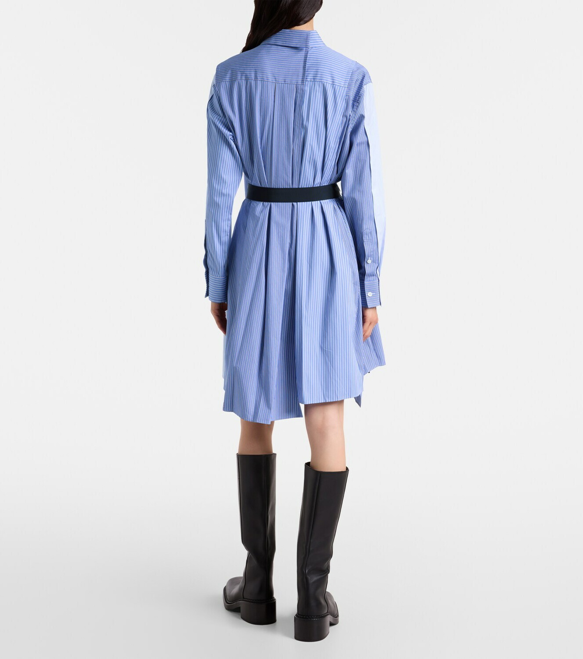 Sacai Striped cotton poplin shirt dress