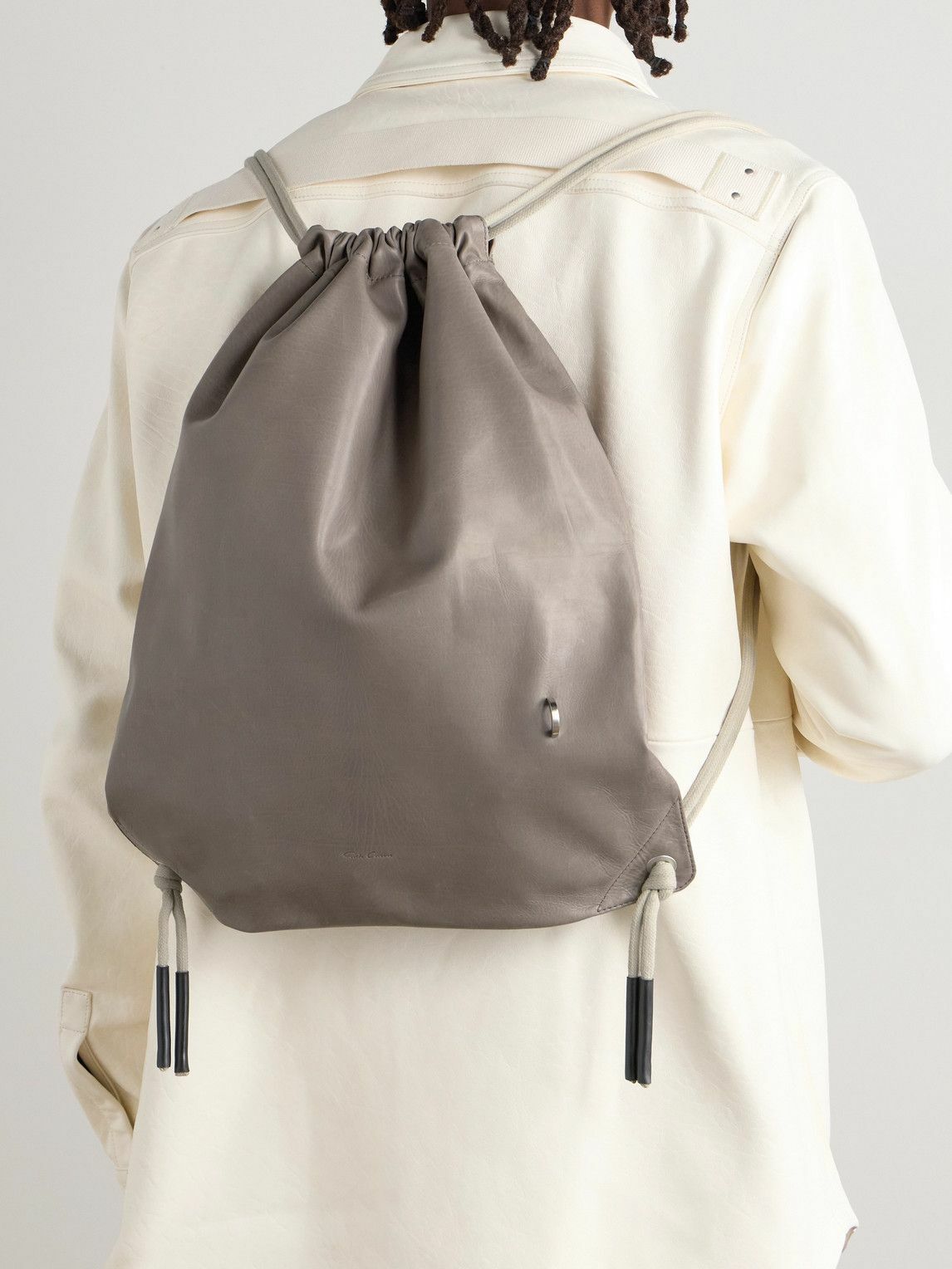 Rick Owens - Embellished Leather Drawstring Backpack Rick Owens