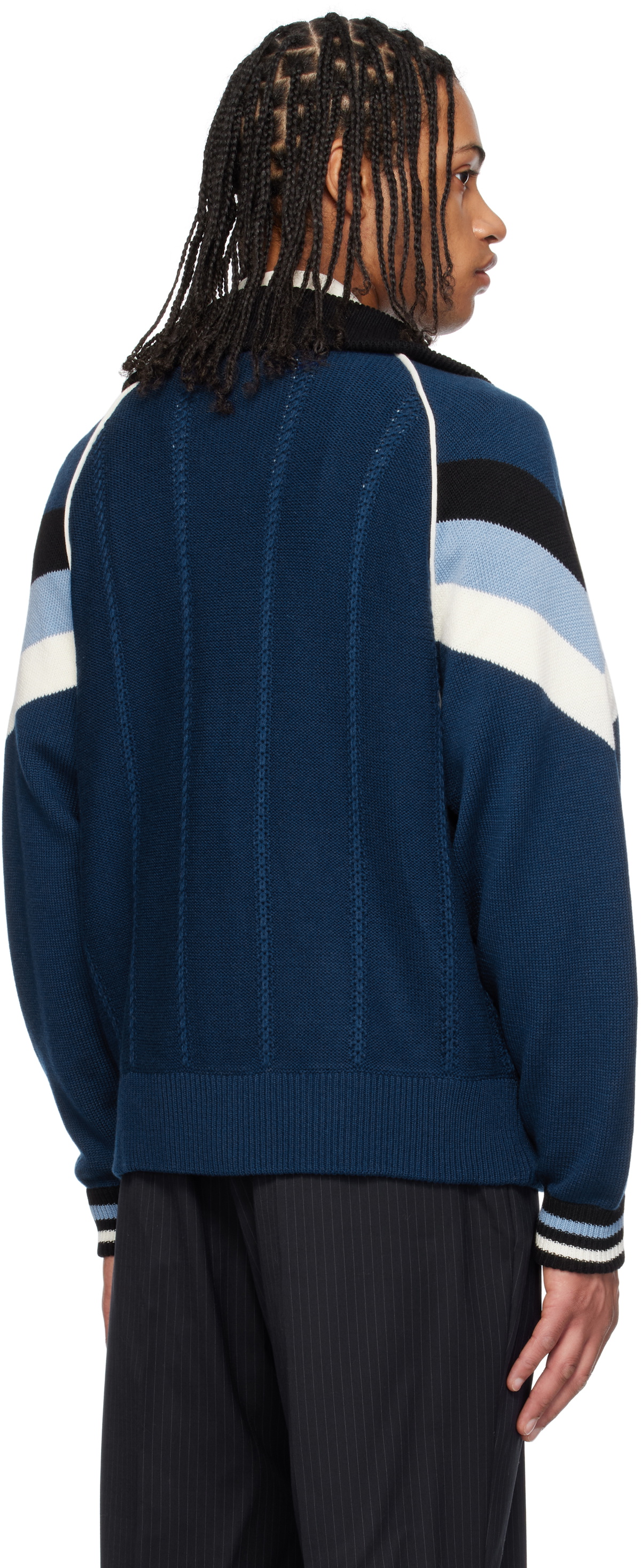 RICE NINE TEN Blue Knitting Track Jacket